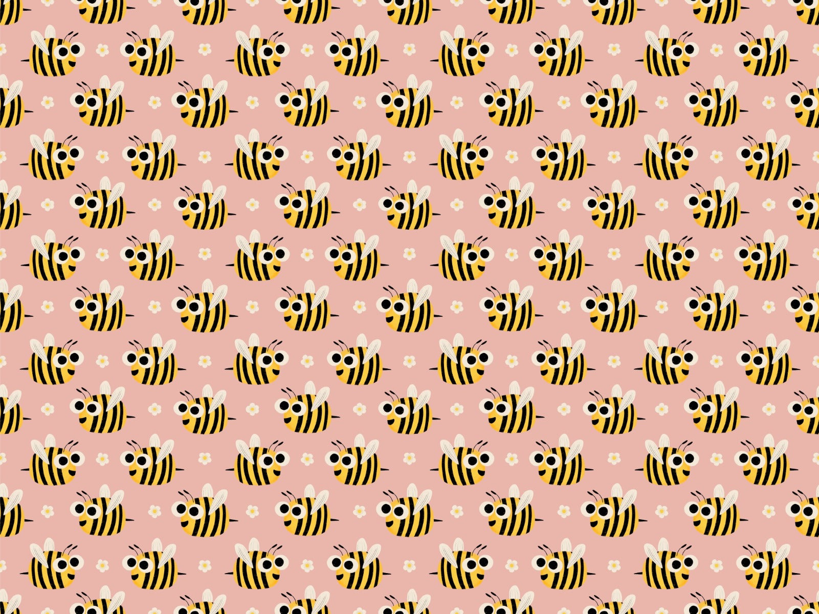 Cute Bees Seamless Pattern Pink Wallpaper