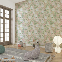 A wall mural of a peaceful swan pattern.

