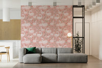 Peaceful rosy backdrop with elegant swans for a calming wall aesthetic.