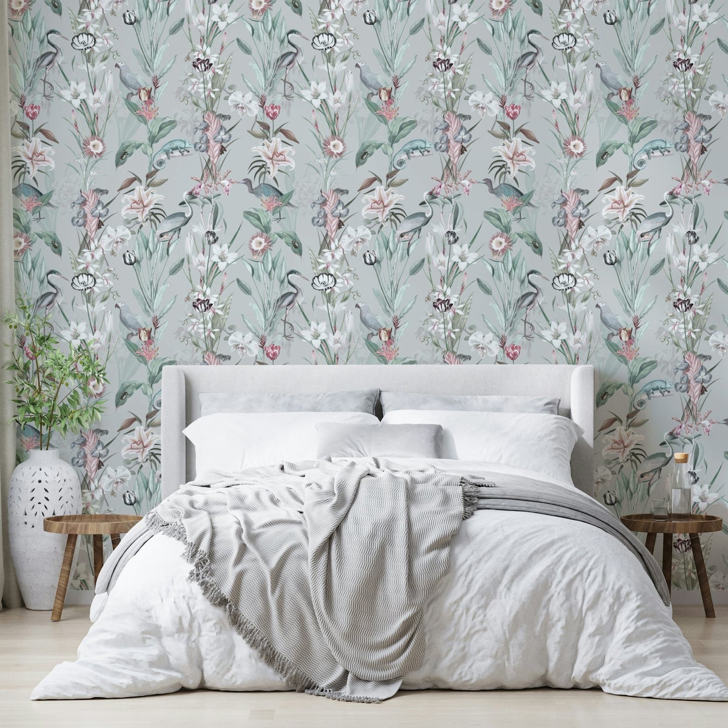 Gentle pastel wall mural for calming interiors

