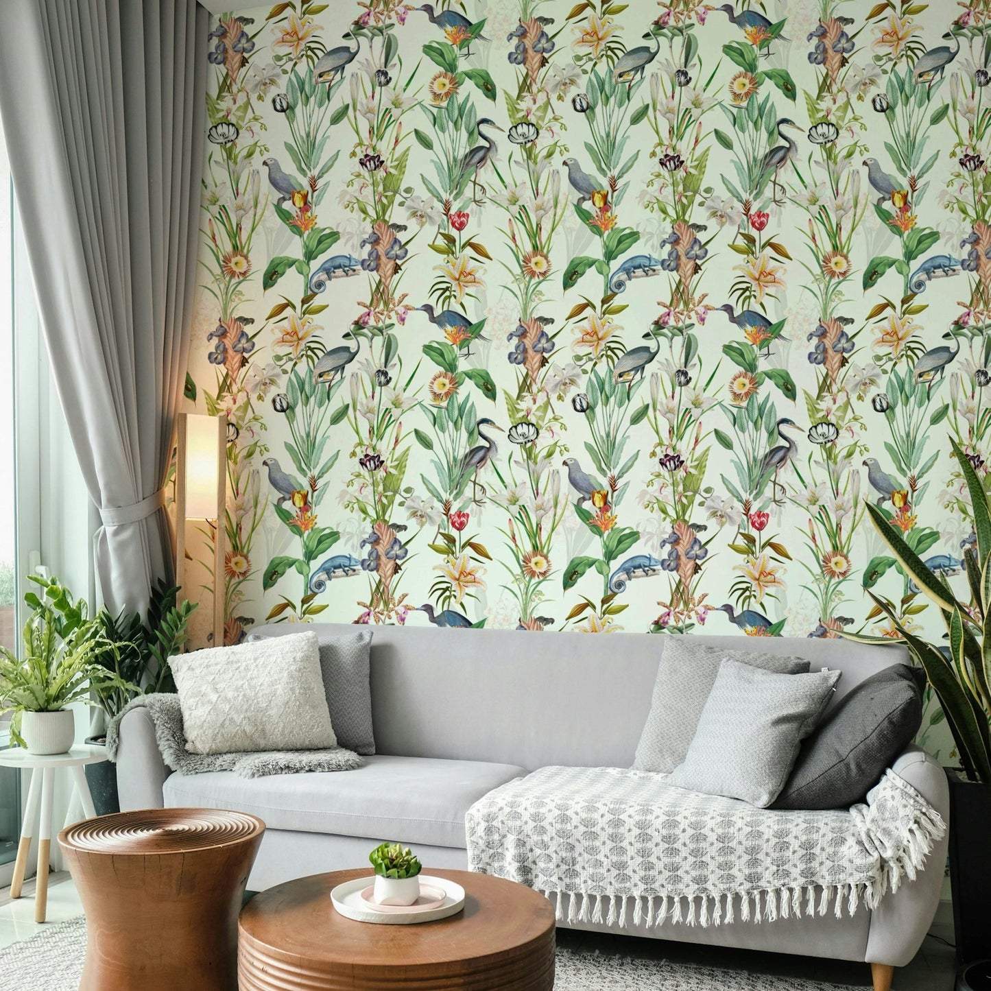 Blush-toned wallpaper with calming dreamlike shapes

