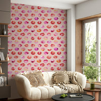 Pink lips wallpaper for romantic or beauty-themed rooms.

