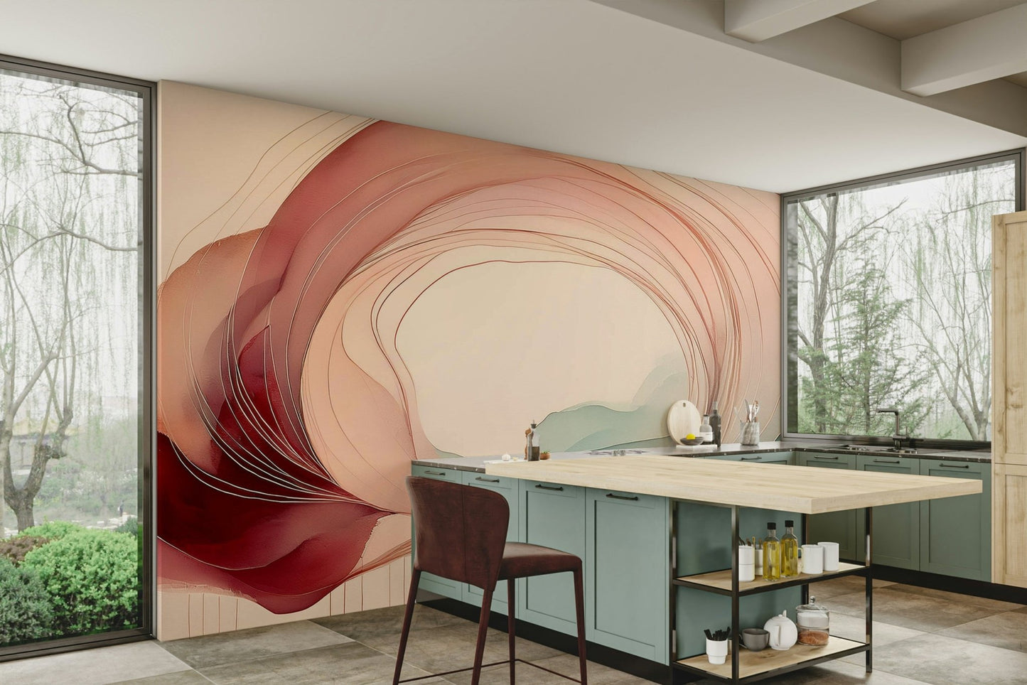 Gentle stars and clouds in Sweet Sleep Portal wall mural design.

