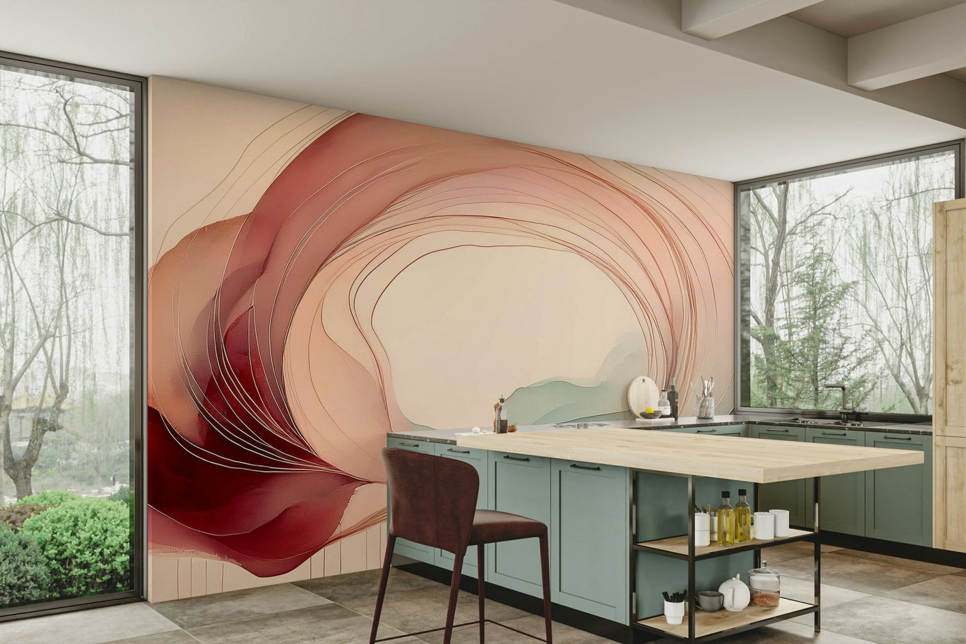 Gentle stars and clouds in Sweet Sleep Portal wall mural design.

