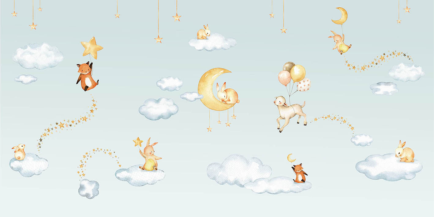 Blue Sweets dreams wallpaper for kids room