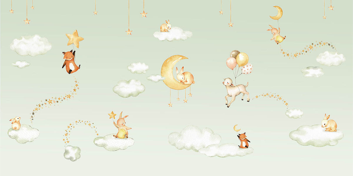 Green Sweet dreams wallpaper for kids room in your room — zoomed