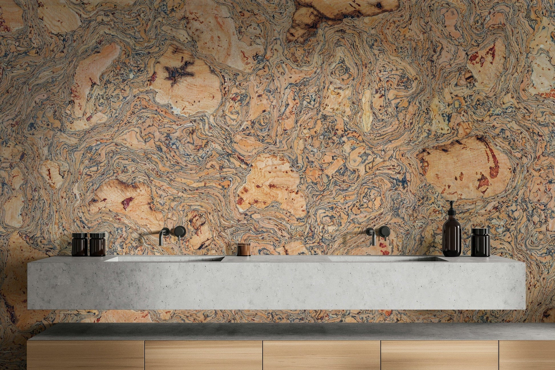 The wall art combines a natural pattern with modern style.

