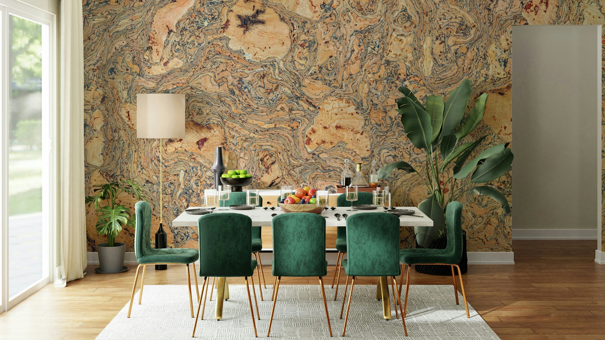 The wallpaper is perfect for an accent wall.

