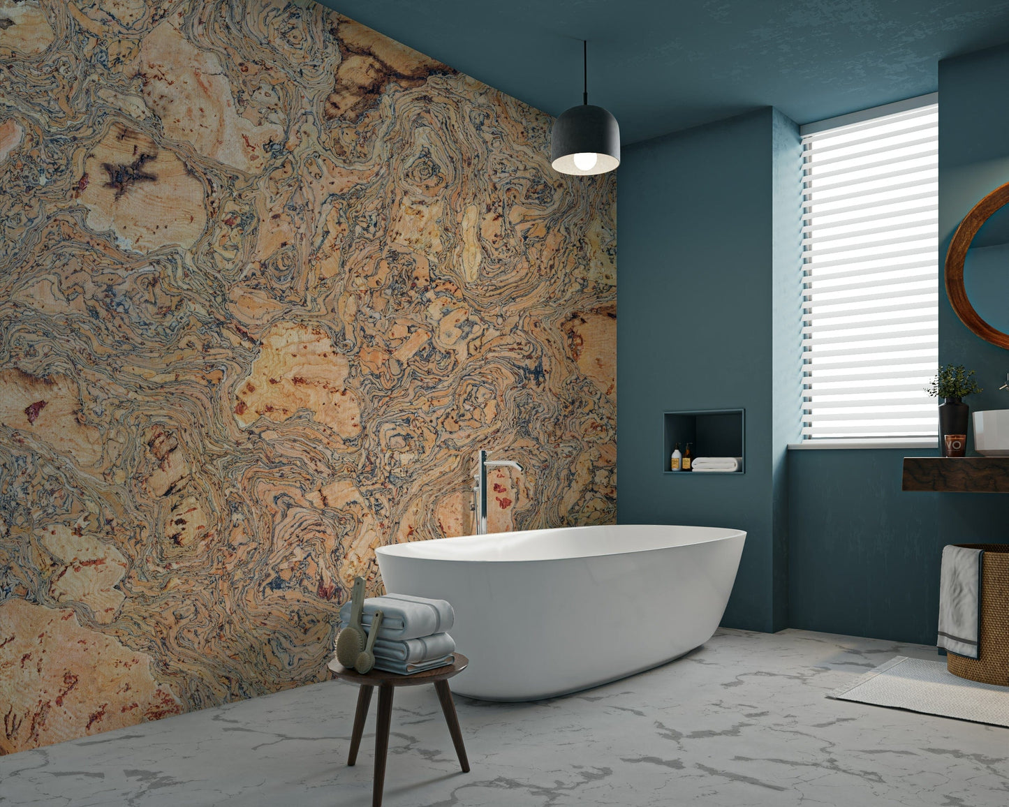 The mural shows a natural, artistic pattern.

