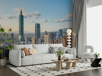 Clear day Taipei Taipei Skyline Serenity skyline photograph mural.