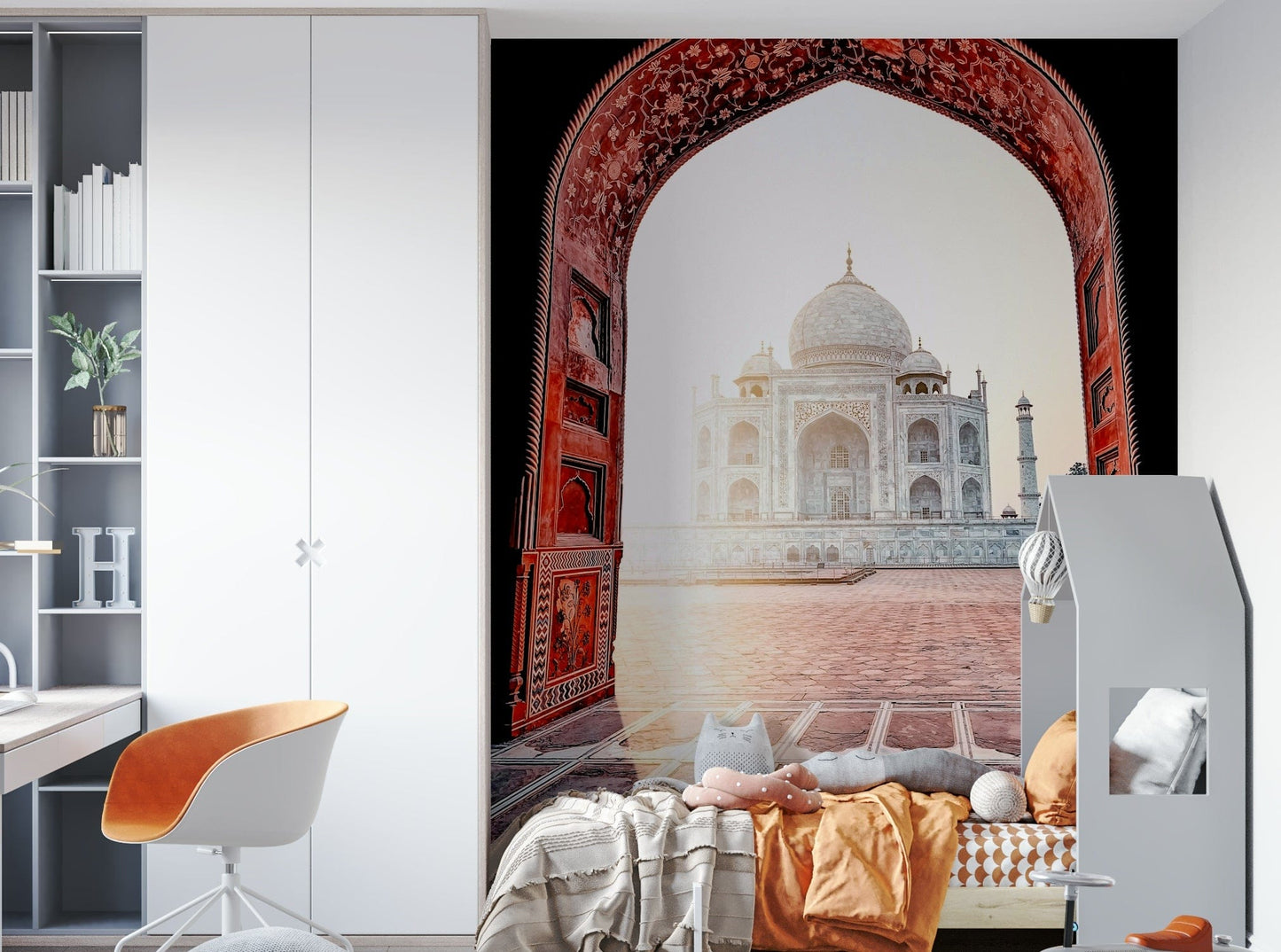 A beautiful Taj Mahal wallpaper mural with reflections.

