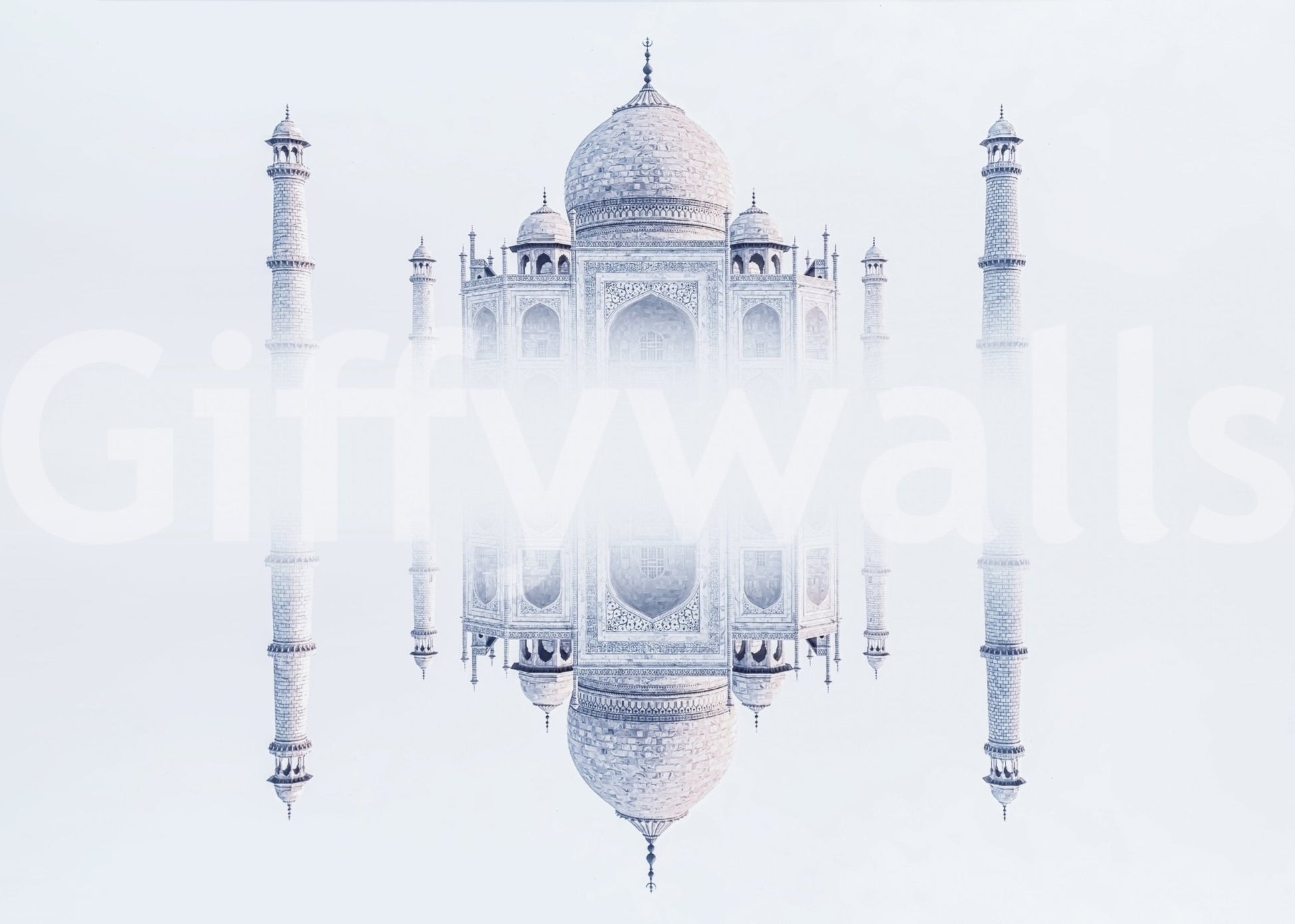 White fortress Taj Mahal Mirage mural elegant architectural print.