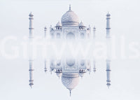 White fortress Taj Mahal Mirage mural elegant architectural print.