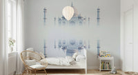 Mystical Taj Mahal Mirage wall covering white design.