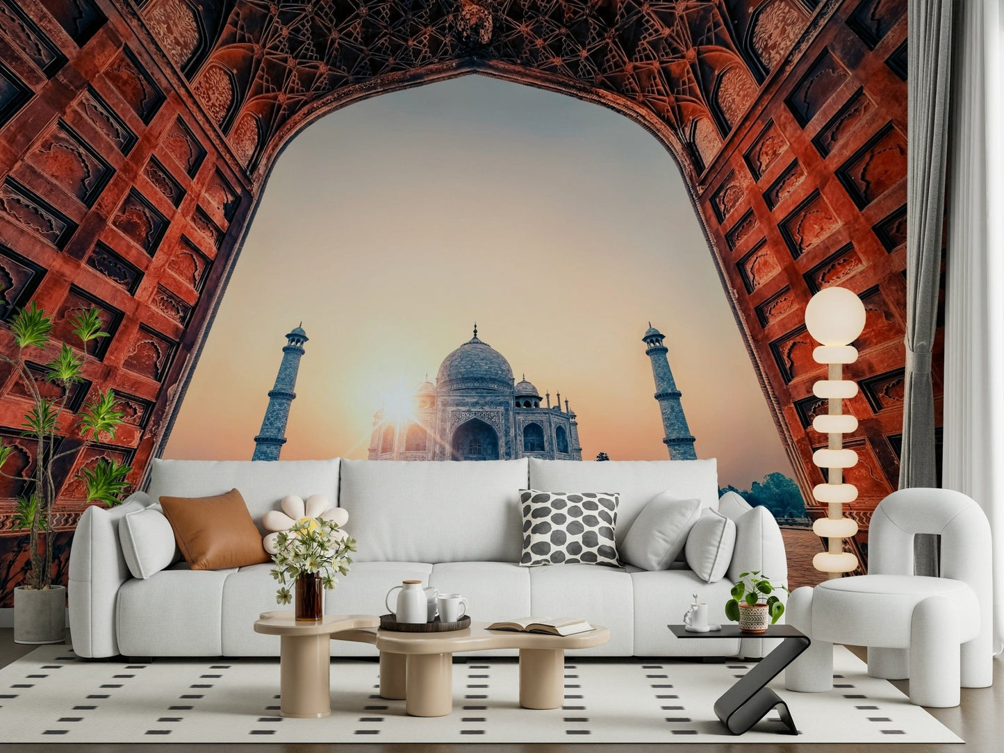 Historic Taj Mahal Sunset wall mural incredible vista.