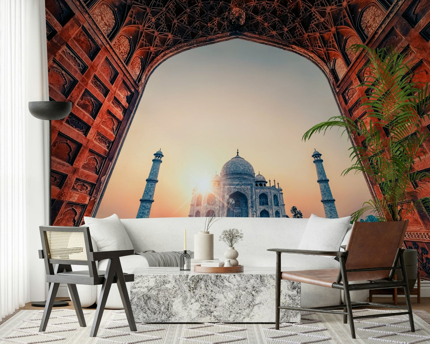 Magnificent Taj Mahal Sunset wall mural architectural wonder.