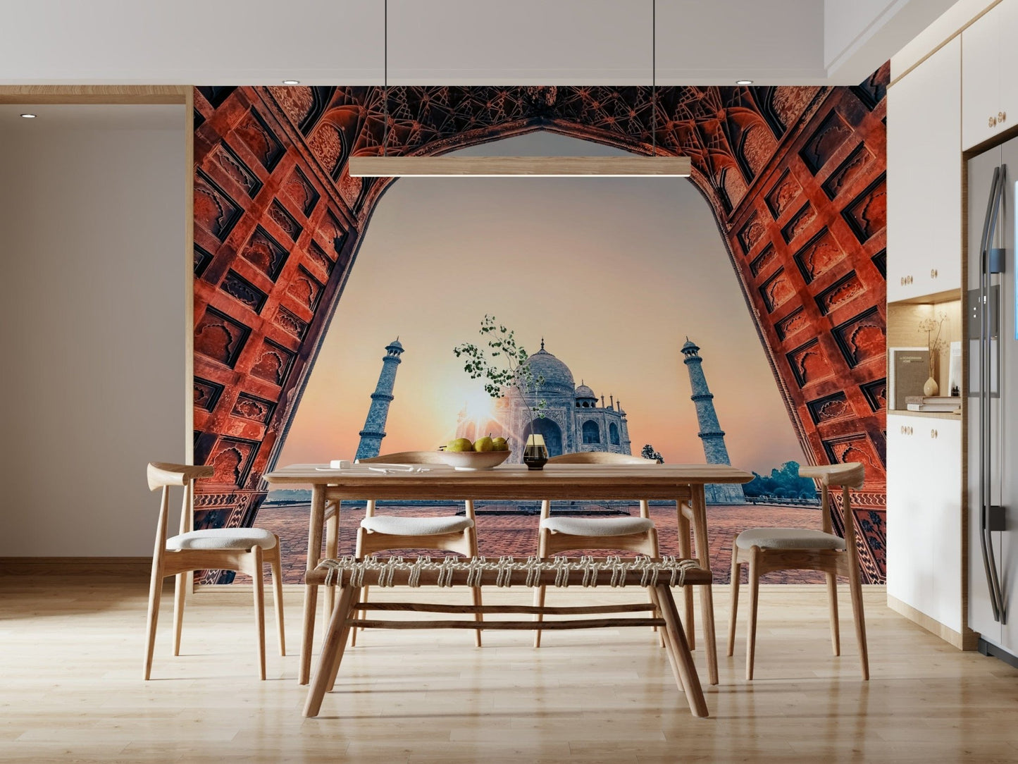 Indian marble Taj Mahal Sunset wallpaper for walls glow.