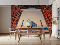 Indian marble Taj Mahal Sunset wallpaper for walls glow.