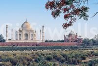 Elegant riverbank scenery, Taj Serenity architectural print.