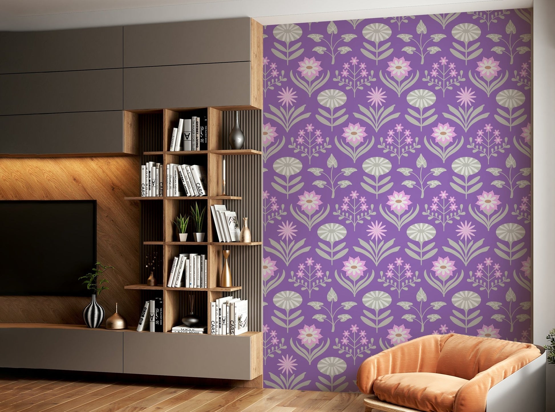 Artistic and timeless floral wallpaper.

