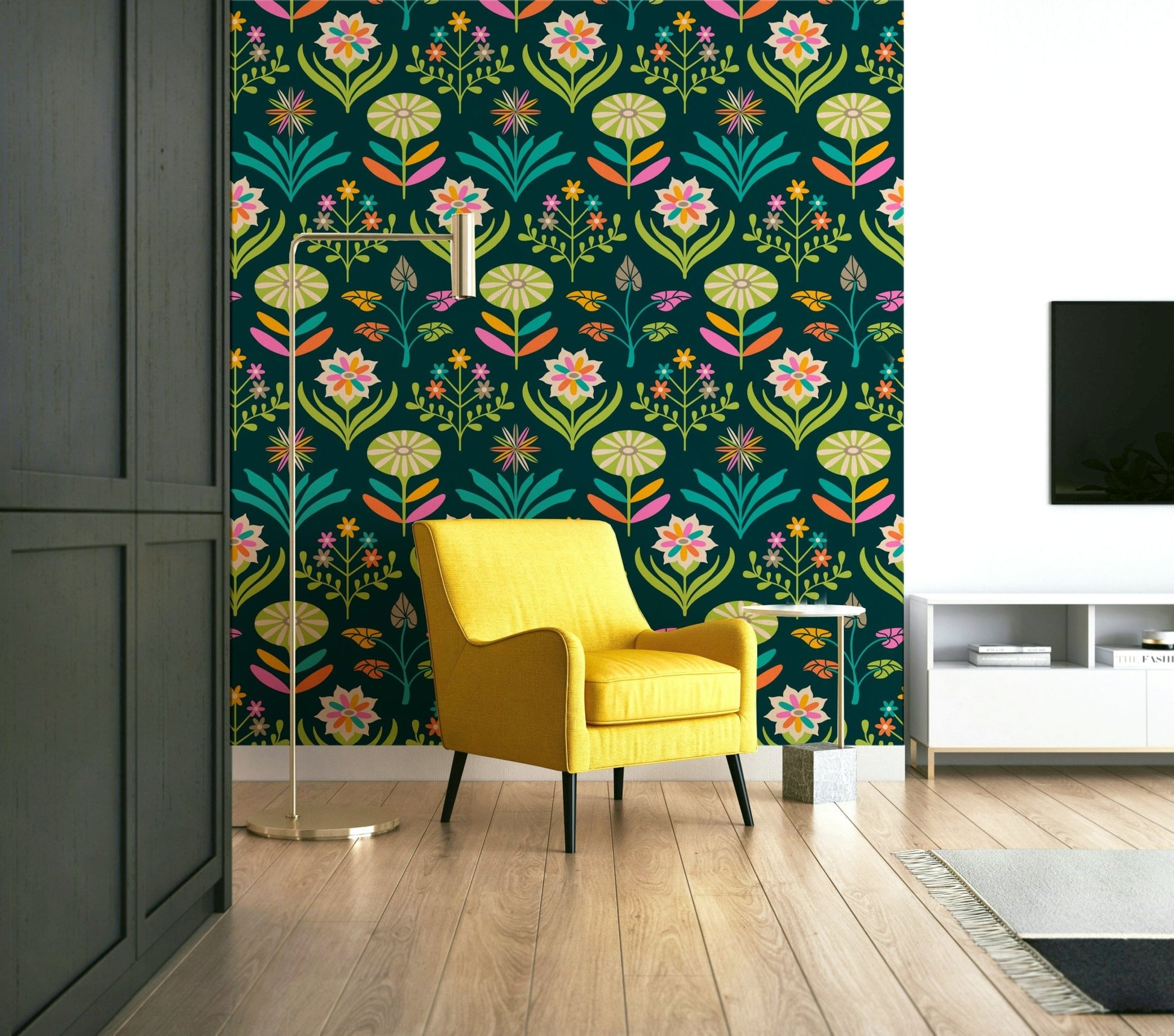 Artistic and timeless floral wallpaper.

