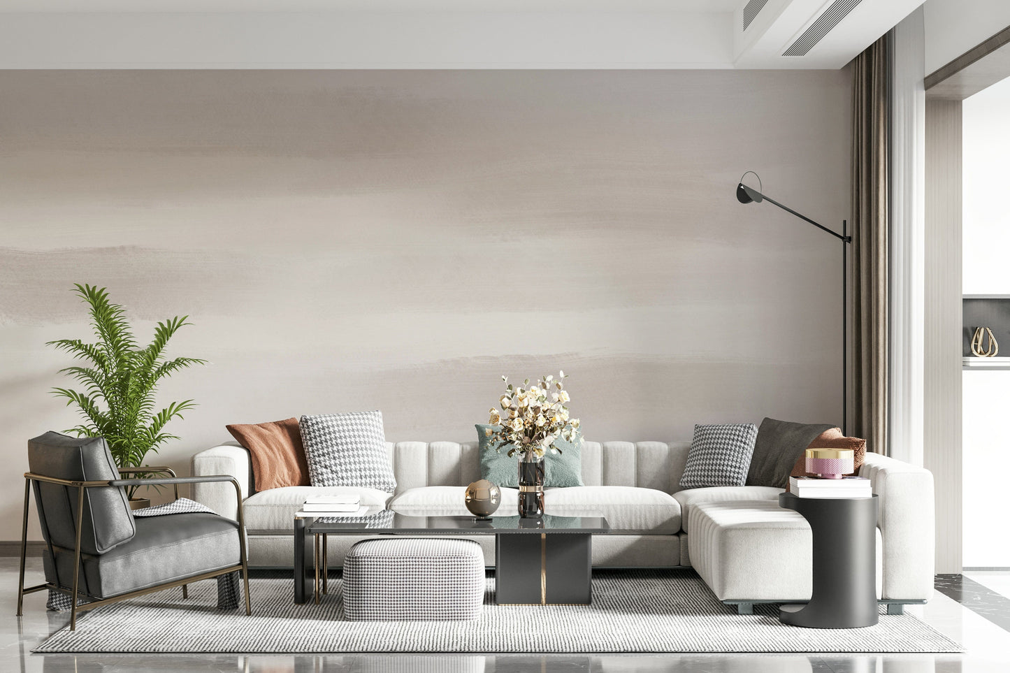 Soft Taupe Brushstrokes Wall Mural - 2753525
