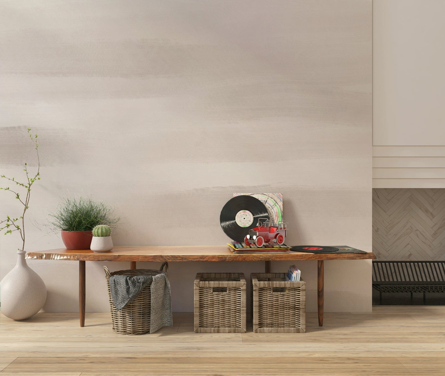 Soft Taupe Brushstrokes Wall Mural - 2753525