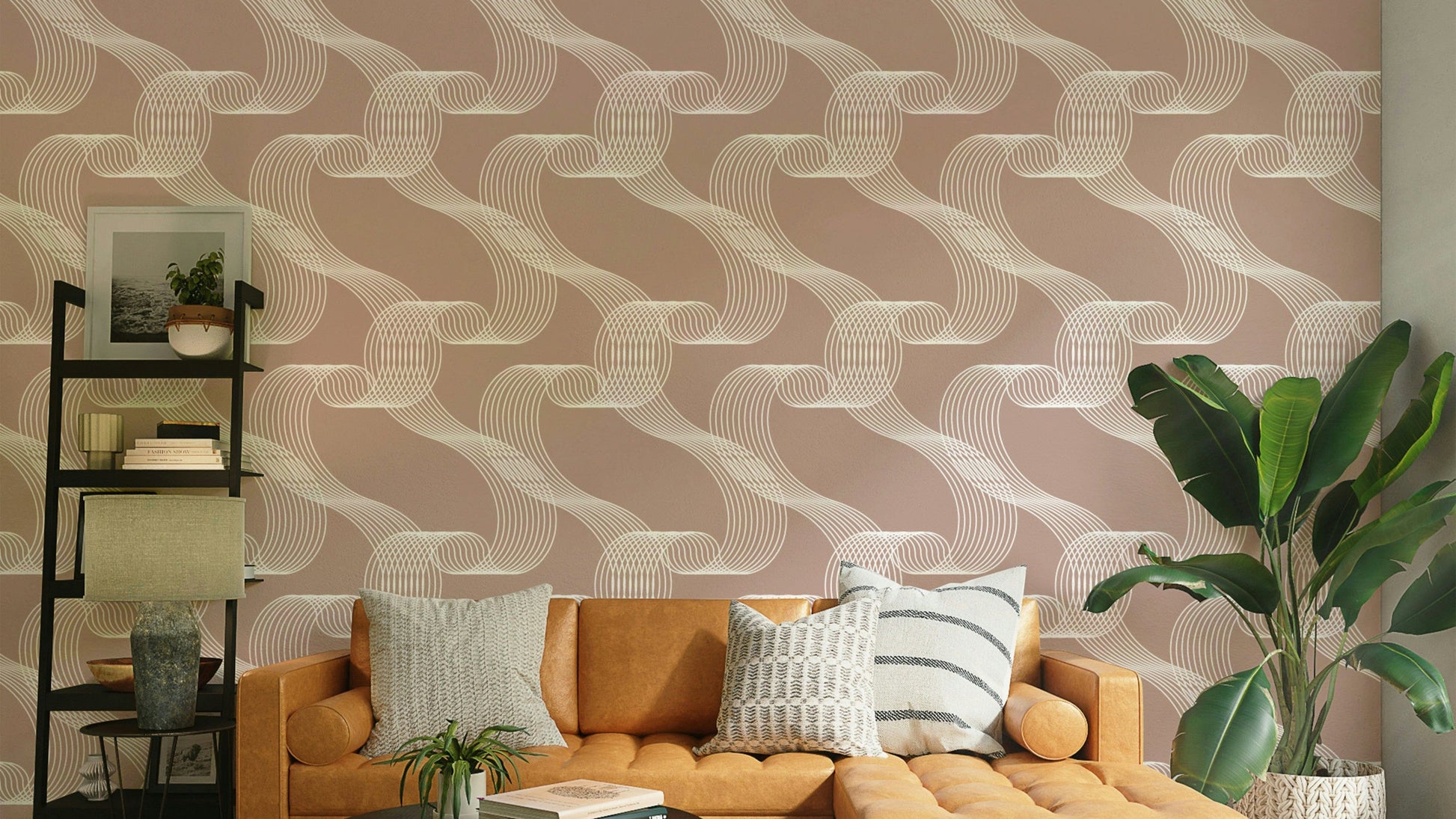 Rhythmic curved stripes create a modern aesthetic wallpaper.
