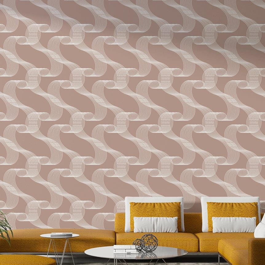 Dynamic parallel line graphics on a textured chic wallpaper.
