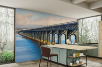 An artistic travel theme mural for home decor.

