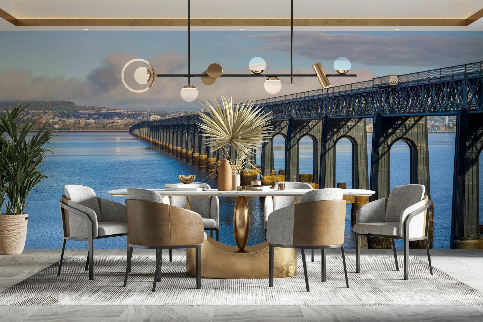 A beautiful iconic Tay Bridge wallpaper mural for a modern home.

