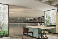 Panoramic bridge mural crossing Dundee waterfront

