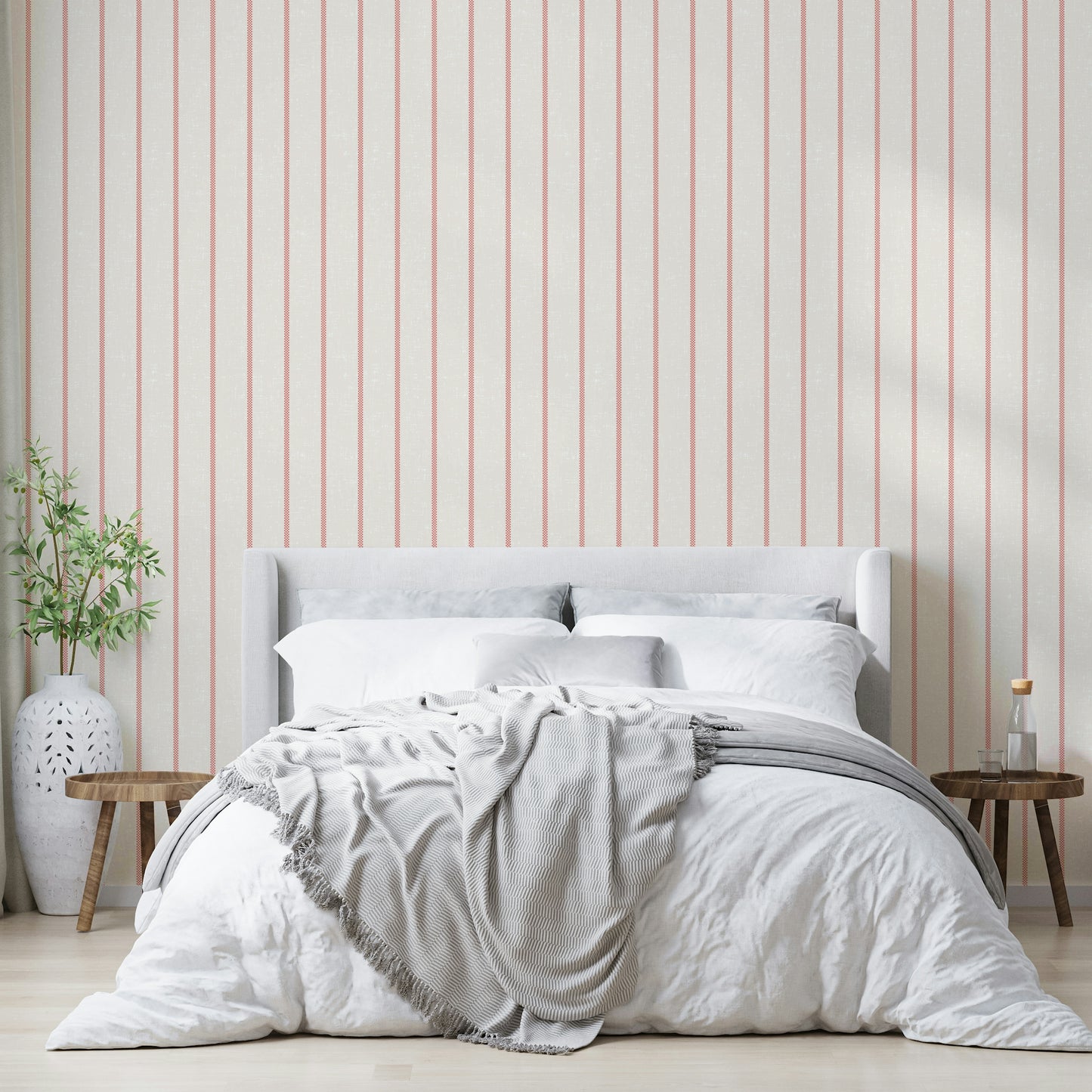 Traditional red stripe wallpaper for cozy spaces

