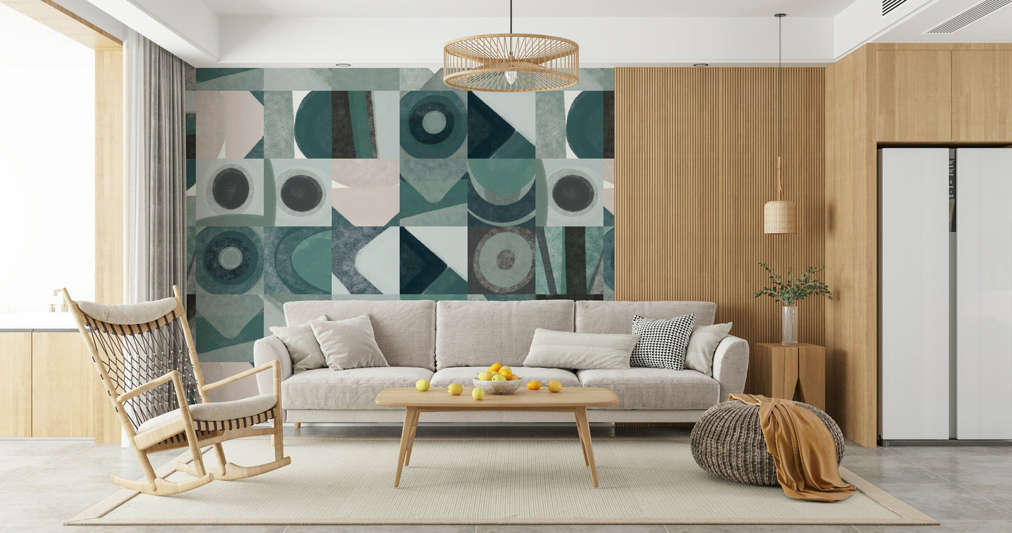 A contemplative subtle tile wallpaper mural for a feature wall.

