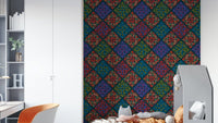 Wallpaper with a dahlia diamonds pattern.

