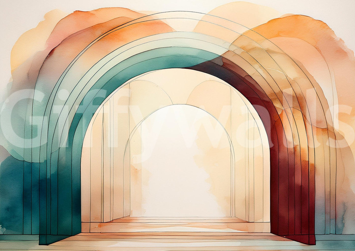 Modern teal arches offering tranquility and elegance to your walls.

