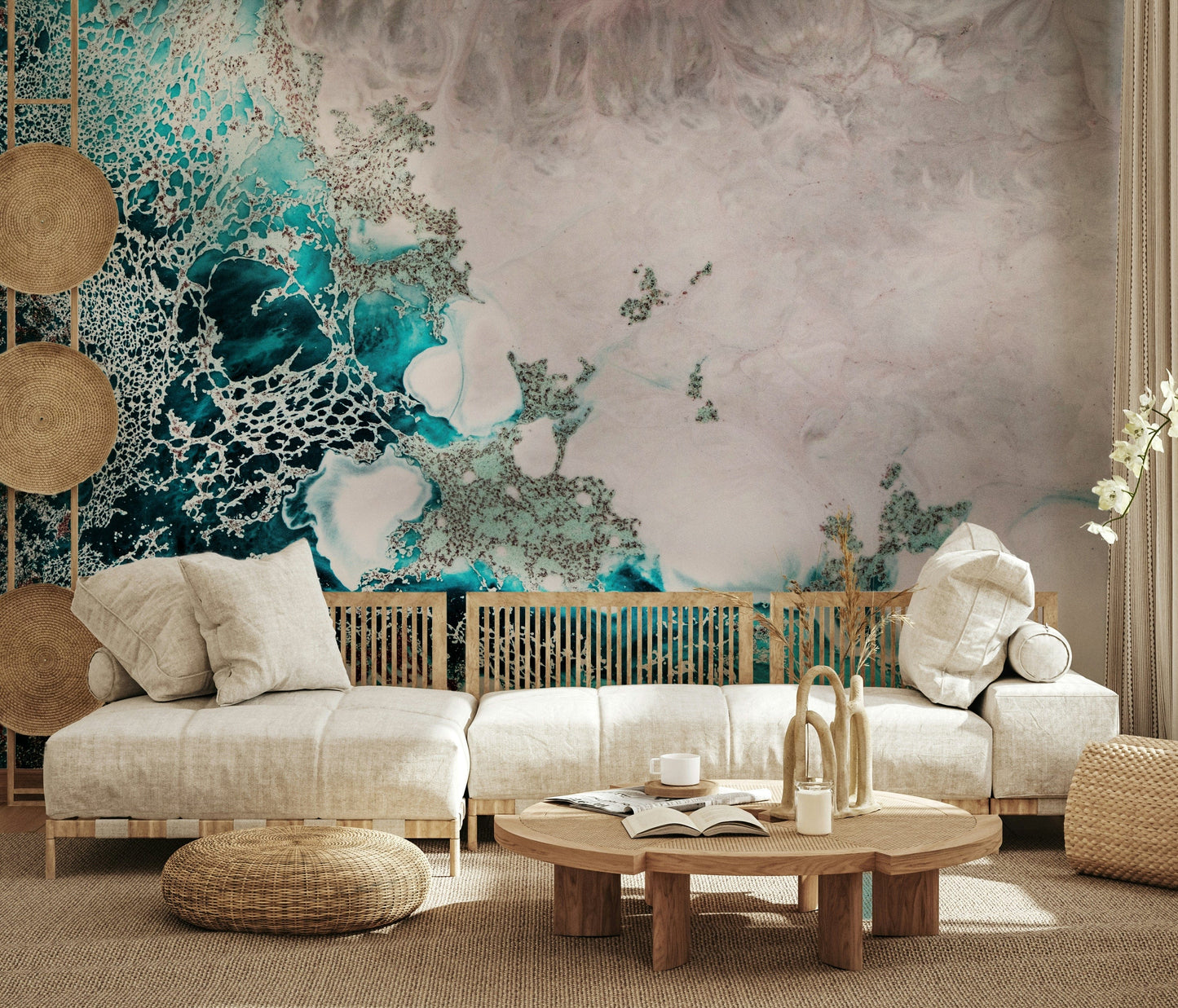 A contemplative dark ocean wallpaper mural for a feature wall.