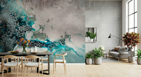 A beautiful abstract deep sea wallpaper mural with glittering effects.