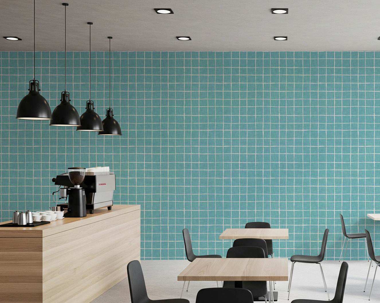Teal Linen Grid Wallpaper⁠