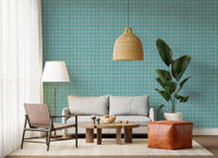 Teal Linen Grid Wallpaper⁠