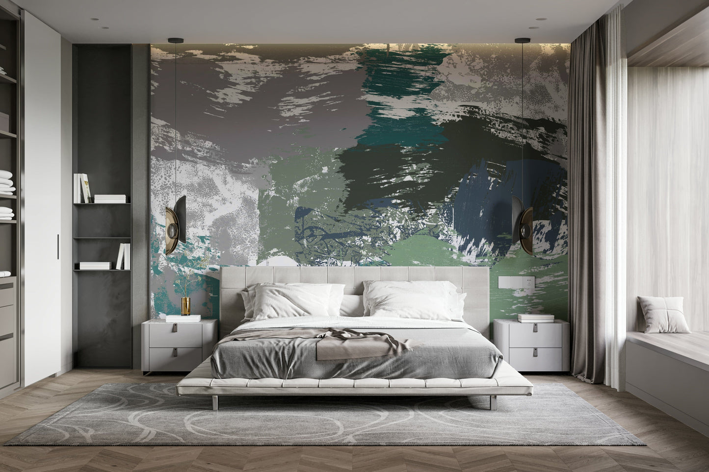 An artistic abstract marble mural for home decor.

