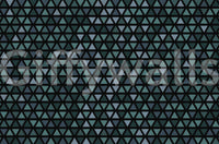 Graphic triangle mural wallpaper in cool contemporary tones.


