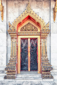 Architectural gate mural in hallway, classic design for modern wall decor