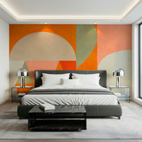 An artistic minimalist form mural for home decor.

