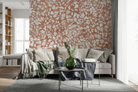 Rustic terra-cotta natural wallpaper. Genuine stone composite look.