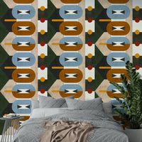 Mural wallpaper with warm modern composition

