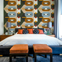 Earthy geometric wallpaper for calm interiors

