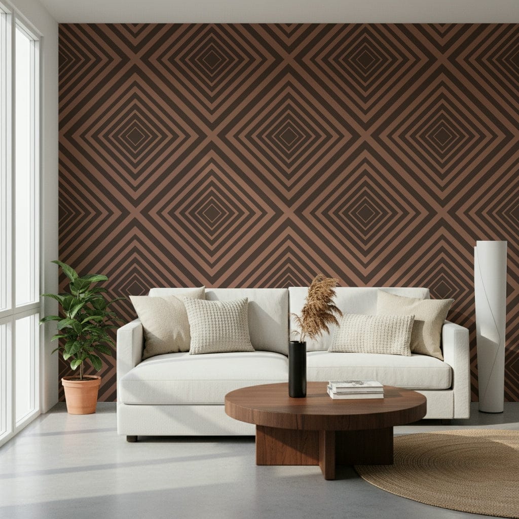 Terra Lines geometric wall mural, angular stripe design, fashionable surface.