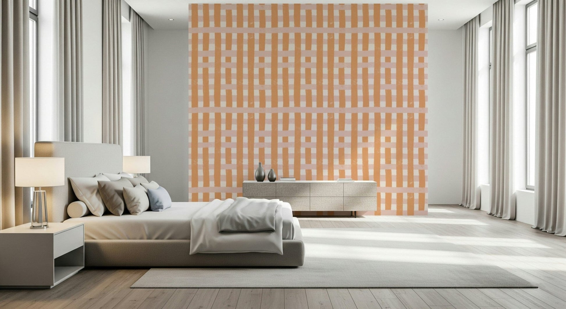 Warm terra-toned stripes creating a natural, earthy wall pattern.