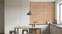 Natural earth-tone stripes adding warmth and texture to walls.